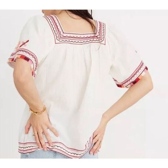 MADEWELL Embroidered Sandblossom Top Size Small, White Wash - Picture 9 of 9